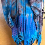 Y2K Lapogee Tie Dye Applique Smocked Flowy Asymmetric Midi Tank Dress One Size Blue Size undefined Photo 8