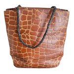 Arnold Palmer Vintage Leather Tote Bag Brown Croc Embossed Purse Braided Straps Photo 0
