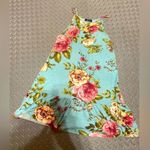 Floral slip dress boho spring formal classic party light blue pink ruffle Size M Photo 0