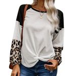 WAFFLE KNIT LEOPARD WHITE BLACK BLOUSE TWIST KNOT Size undefined Photo 0