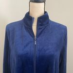 Velvet Y2K Zip Up Jacket size XL Blue Retro Velour Athleisure Streetwear Comfy Photo 2