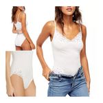 ZARA Free People White Lace Trim Cotton Bodysuit Size XS Side of Sass New Photo 1
