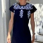 NWT Madison Mathews Navy Blue & Pink Embroidered Tunic Swim Cover / Dress | L Size L Photo 1