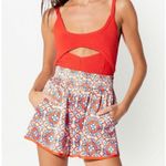 RTA Martim Silk Elastic Waist Short Red Azulejos Womens Size Small Photo 1