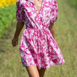 Olivia James The Label Daphne Dress in Spring Shadow Rose Violet Pink Size L Photo 0