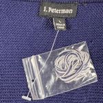 J. Peterman Navy Blue Floral Open Wrap Cardigan Sweater 100% Merino Wool Size L Size L Photo 7