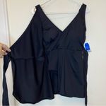Lands' End LAND’S END NEW Side Tie Wrap Mini Swim Dress Swimsuit Black Sz 8 PETITE Photo 4