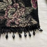 Vintage MSK Black & pink floral jacquard cardigan with beaded fringe Size M Photo 1