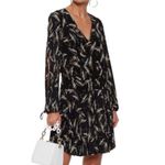 ALC Frank A.L.C. SILK “RORY” PALM LEAF PRINT BLACK & BROWN PLEATED SPLIT SLEEVE DRESS (2) Photo 7