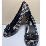 Alfani Grayce Houndstooth Pony Hair Leather Pumps Size 7.5M Black Buckle Heel Photo 1