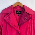 London Fog Pink Short Belted Trench Coat Hooded Rain Jacket Windbreaker XS Photo 2