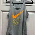 Nike Women's Size Small Gray Dri-Fit Orange Swoosh Racerback Athletic Tank Top Photo 0
