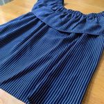 Madewell Navy Blue Silk Satin Balcony Off the Shoulder Top Blouse Ruffle, Size S Photo 4
