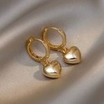 18K Gold Plated Love Heart Dangle Drop Earrings for Women Photo 0