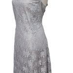 Ellen Tracy silver metallic lace fit and flare sleeveless dress size 14 Photo 3