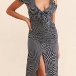 For Love & Lemons  Satin Cut Out Polka Dot Cottagecore Abstract Formal MIDI Dress Photo 2