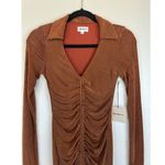 superdown Revolve  Penelope Long Sleeve Ruched Dress Metallic Gold Size XS NWT Photo 1