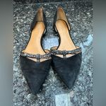 J.Crew Black Suede d'Orsay Flats with Silver Glitter Bow Women’s Size 9 Photo 12