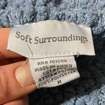 Soft Surroundings Serena Nubby Knit Blue Fringe Sweater Medium Photo 3