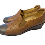 XENIA Leather Comfort Loafers Brown & Taupe Slip Photo 4