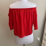 Amanda Uprichard Red Off Shoulder Flutter Sleeve Top Photo 1