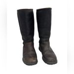 UGG  Women's Brooks Tall Boots Brown Black Leather Shearling Round Toe Size 7 Photo 1