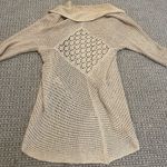 CAbi  Cardigan Women Medium Linen Loose Knit Open Front Tan Beach Drape Lagenlook Photo 2