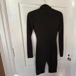 K Mock Neck Front Zip Thigh Length Black Bodysuit Photo 11