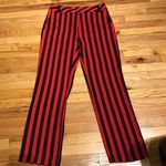 Topshop NWT Striped Print Trousers Straight Leg Bi-color Casual Dress Pants Career Office Red Photo 0