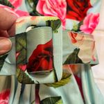 FLORAL DRESS small belted zip back blue circle skirt stretchy pockets. Photo 5