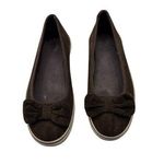 Elle Menno Size 8 Casual Corduroy Bow Flats Fabric Upper Rubber Sole Brown Photo 0