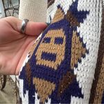70s Starsky and Hutch Tribal Southwestern Aztec print Cowl Neck Cardigan Sweater Brown Size L Photo 7