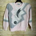 Andene Vintage 1980’s Pink & Gray Abstract Sweater Photo 0