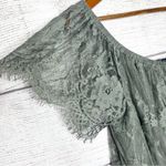 American Eagle Sage Green Lace Off the Shoulder Cropped Top Size Medium Photo 2