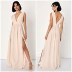Lulus Heavenly Hues Cream Maxi Dress V-Neck Floor Length Formal Cream Large Photo 7