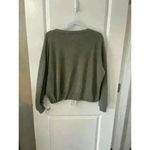 American Eagle  Women’s Size S Green Oversized Cropped Drawstring Sweatshirt Photo 1