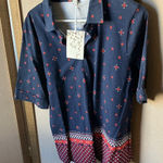 Carolyn Taylor  Dark Blue Floral Blouse large nwt Photo 0
