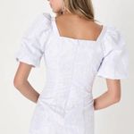Lulus NWT  White Floral Jacquard Puff Sleeve Mini Dress Photo 1