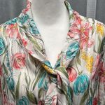 Vintage Floral tie front sheer blouses size 14 White Photo 1