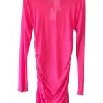 Good American Knockout Pink Sheer Ruched Long Sleeve Mini Dress Size 2 / Medium Photo 1