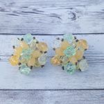 Vintage Clip On Earrings Extra Large Yellow, Orange, Green Statement Photo 1