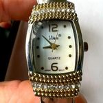 Vivani Ladies Cuff Watch with Crystals and Two Tone Gold Tone Color Photo 0