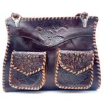Vintage Tooled Leather Purse Made in Syria Brown Shoulder Bag Western Boho Photo 1