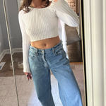 Princess Polly  White ribbed off the shoulder sweater  Photo 0