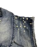 Hot Kiss  Blue Denim Beaded Distressed Trim Jean Cropped Vest Women SZ S Photo 5