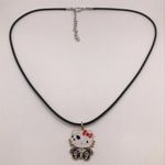 Hello Kitty  Skeleton Skull Costume Halloween Charm Necklace on Black Cord Photo 3