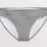 Aerie  Women's Printed Swim Bikini Bottom in True Black White Stripe Size M NWT Photo 0