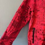 Chico's  0 (S) Zip Jacket Red Black Silk Quilted Abstract Artsy Modern Statement Photo 4