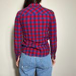 J Crew Red Purple Blue Plaid Flannel Shirt Size 0 Photo 1
