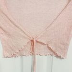 Korean Y2K Cottage Pastel Baby Pink Thin Crop Ribbon Tie Cardigan Size XS Photo 5